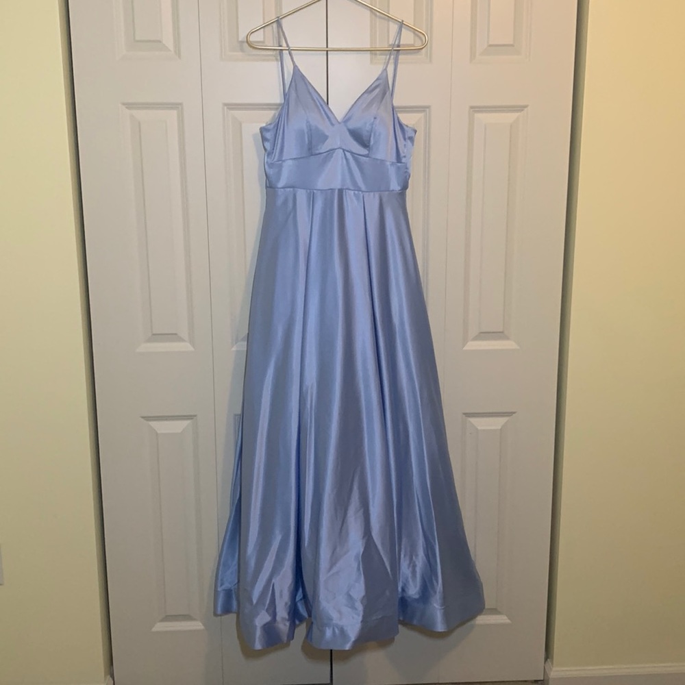 Sequin Hearts Long Baby Blue Dress; Size 3